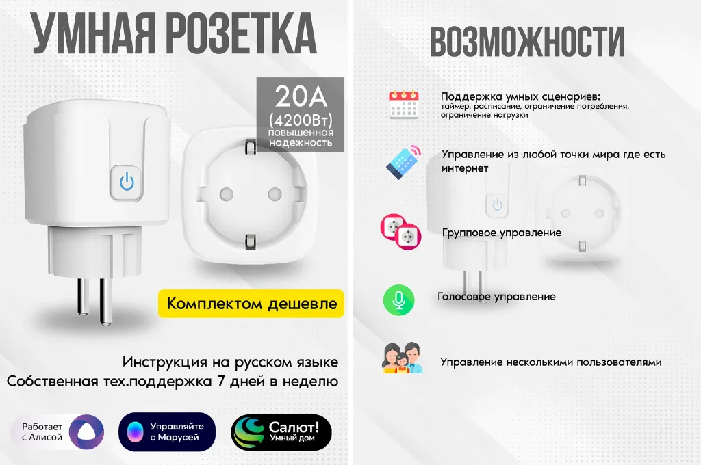 Мощная розетка с поддержкой таймера. Инфографика: «Яндекс Маркет»