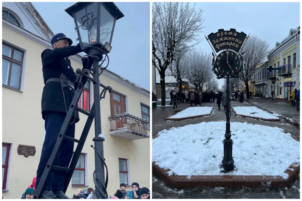 В Бресте мы посетили пешеходную Советскую улицу, на которой можно увидеть необычный ритуал. Ровно в 17:00 появляется фонарщик и зажигает вручную 17 керосиновых фонарей. Фото предоставлено героем статьи