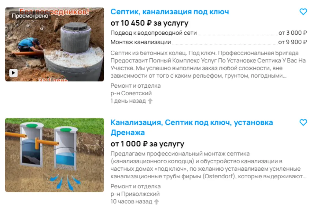 Пример стоимости организации канализации на загородном участке.