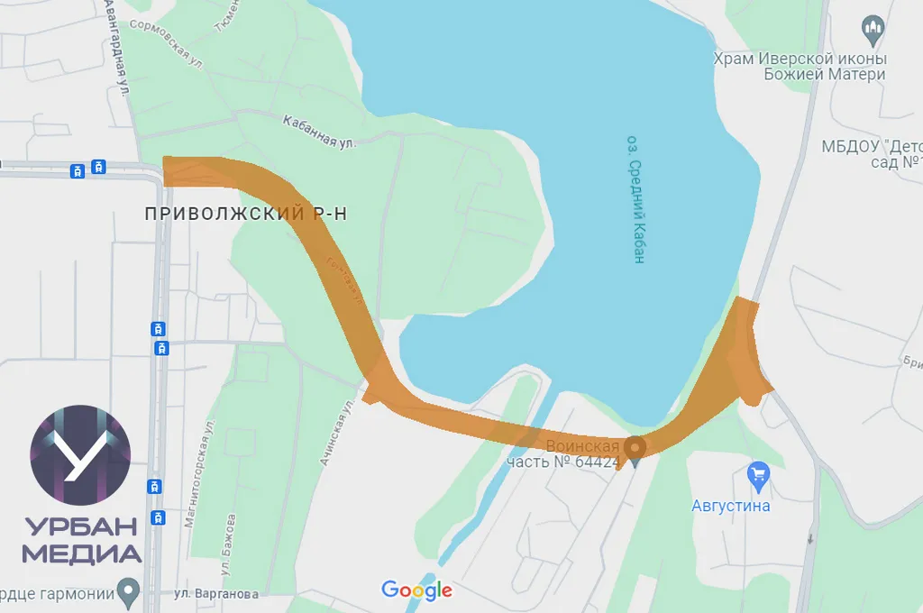 Новая дорога пройдет от ул. Кулагина до Фермского шоссе. Скриншот: карты Google