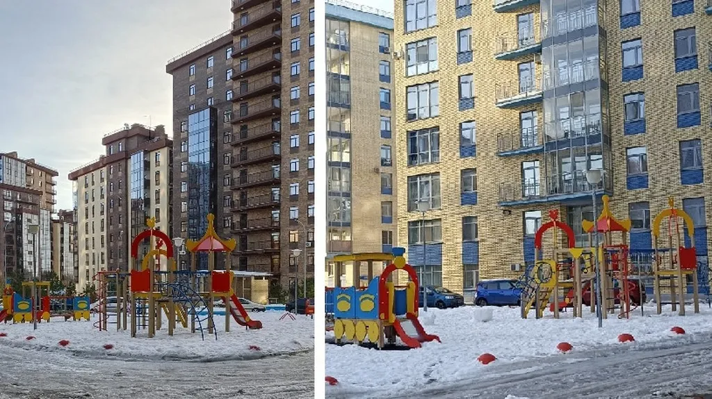 Во дворе есть детская площадка, а между соседними домами — закрытая баскетбольная площадка. Фото предоставлено героем статьи