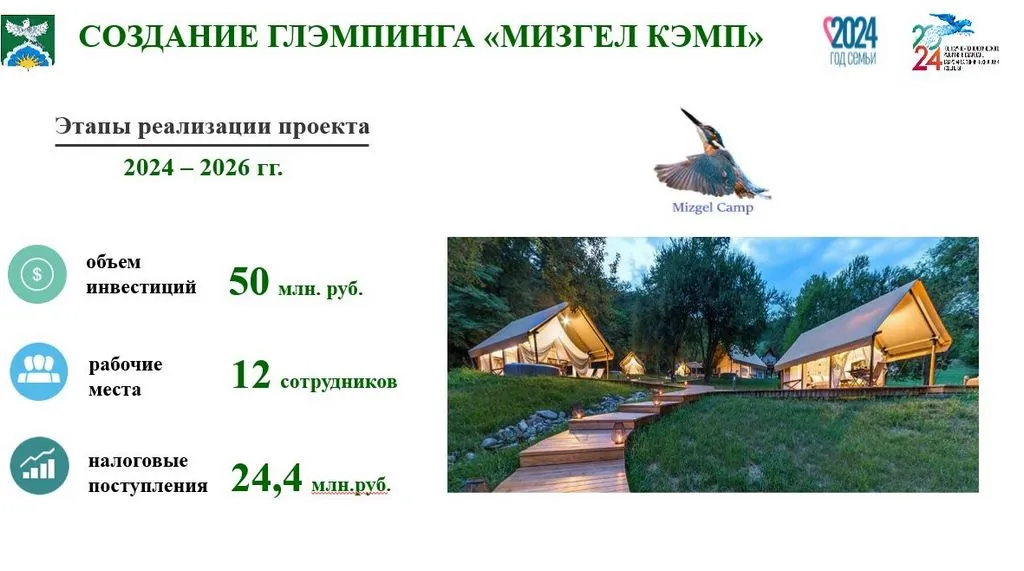 По мере сил пытаются развивать туризм, например, свой глэмпинг на берегу затопленного карьера, который благоустроили за счет районного бюджета, строят. Слайд предоставлен пресс-службой АИР РТ