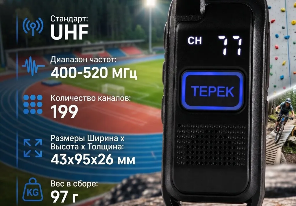 Терек Спорт — компактная рация для города, мероприятий и работы в группах. Фото: Яндекс.Маркет