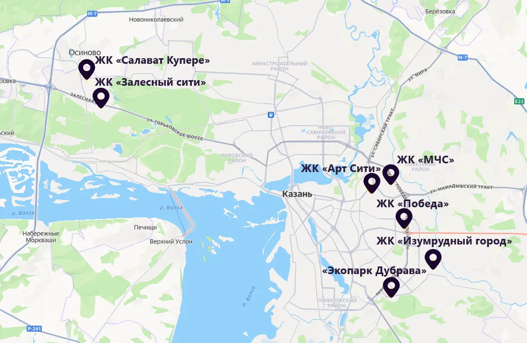 Карта микрорайонов, где есть дефицит мест в школах. 