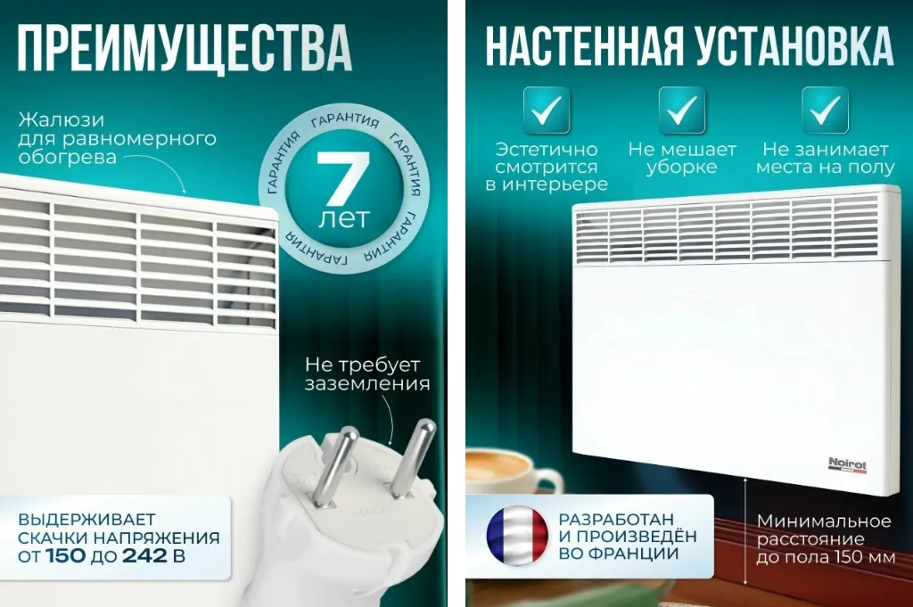 Конвектор Noirot CNX-4 2000. Коллаж на основе Яндекс Маркет