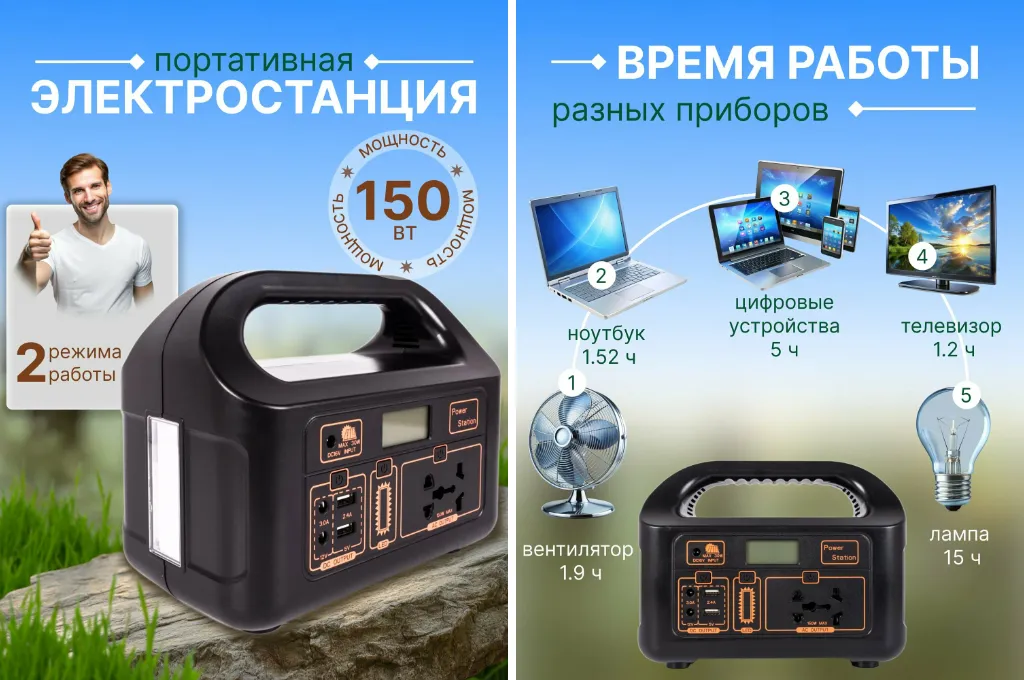 Маломощная электростанция с фонариком. Инфографика: «Яндекс Маркет»