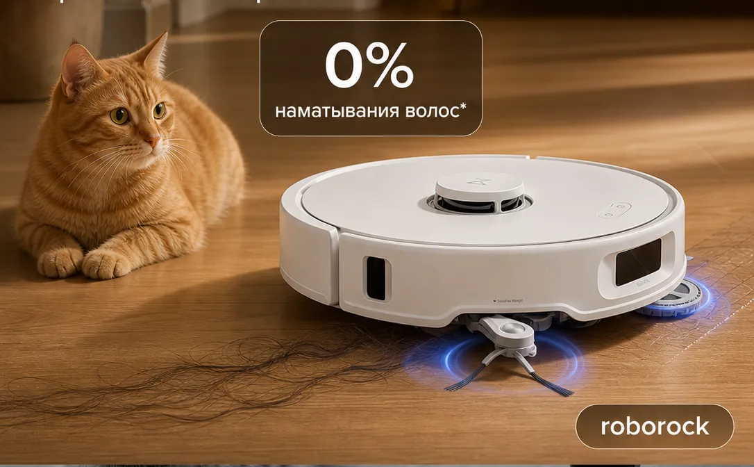 Roborock Qrevo Curv — робот-пылесос для владельцев домашних животных. Фото: Яндекс.Маркет