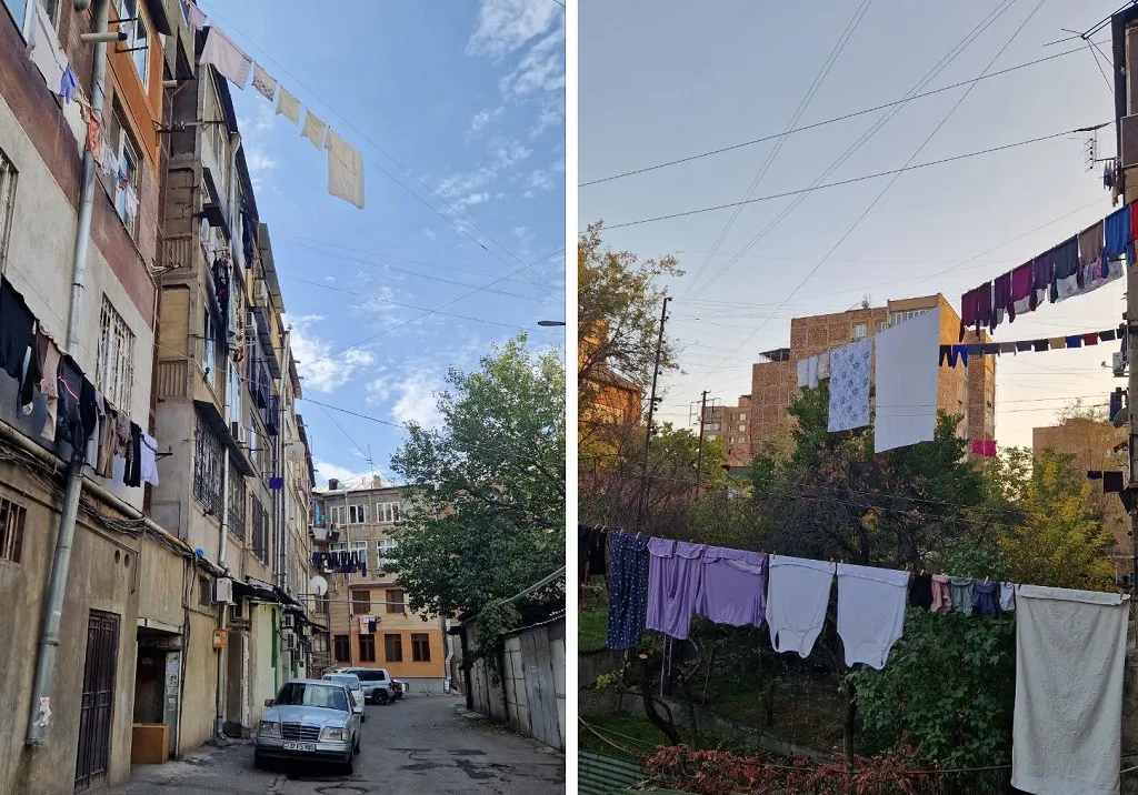 Еще одна из особенностей Еревана — это висящее повсюду белье. Даже в центре города растянуты веревки, на которых сушат одежду. Фото предоставлено героем статьи