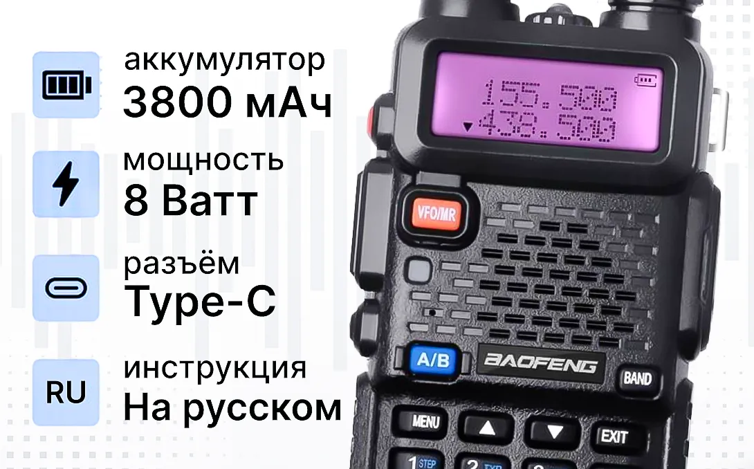 Baofeng UV-5R (8W) — универсальная модель для города и леса. Фото: Яндекс.Маркет